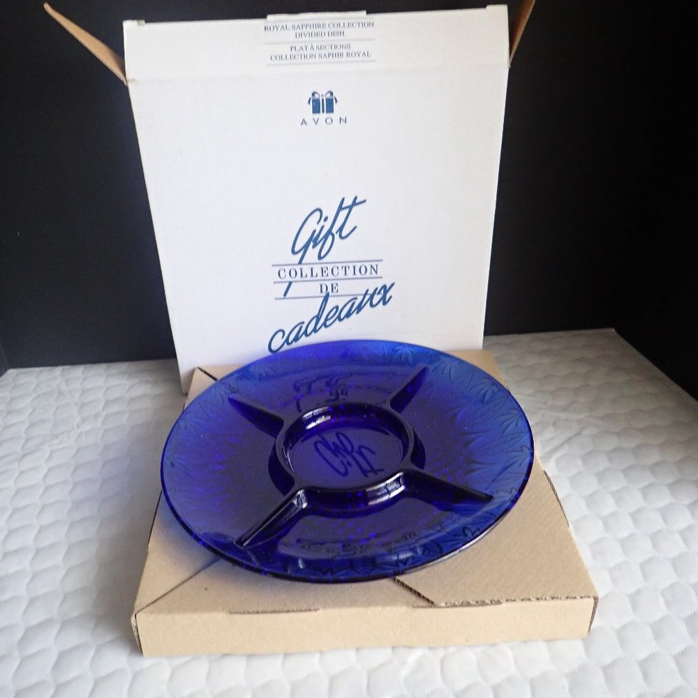AVON Royal Sapphire 5-Part Relish Dish with Box